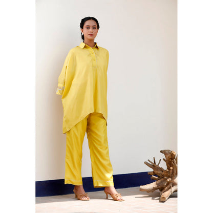 EEDA Yellow Aara Pure Silk Co-Ord