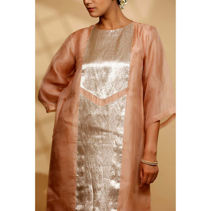 EEDA Peach Woven Kurta with Pant