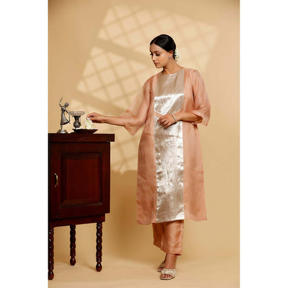 EEDA Peach Woven Kurta with Pant