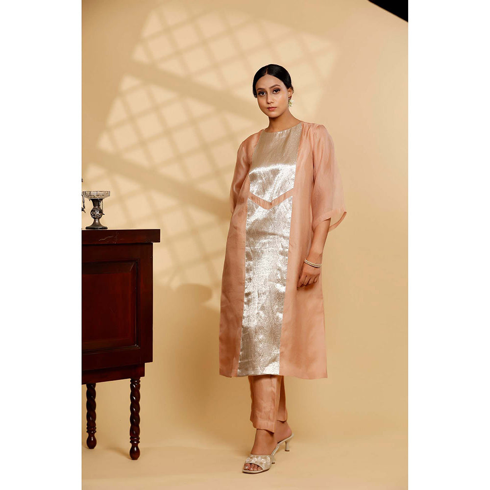 EEDA Peach Woven Kurta with Pant