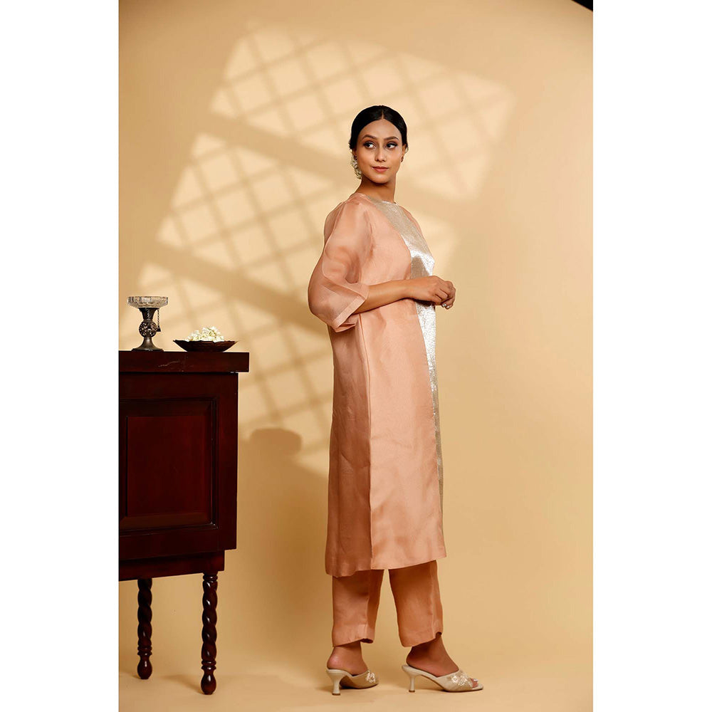 EEDA Peach Woven Kurta with Pant