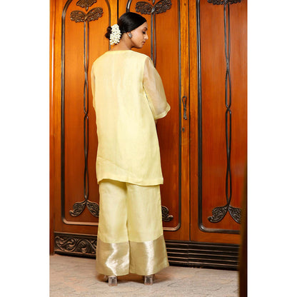 EEDA Yellow Solid Kurti with Pant