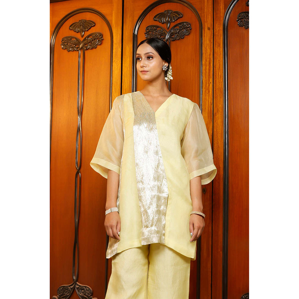 EEDA Yellow Solid Kurti with Pant