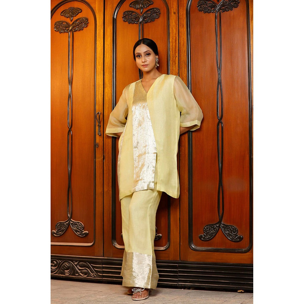 EEDA Yellow Solid Kurti with Pant