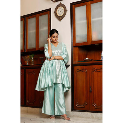 EEDA Blue Woven Kurta with Pant