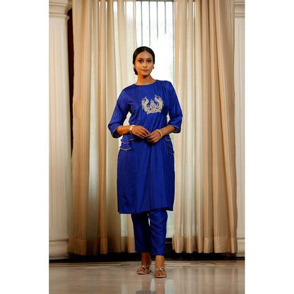 EEDA Blue Embroidered Kurta with Pant