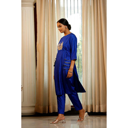 EEDA Blue Embroidered Kurta with Pant