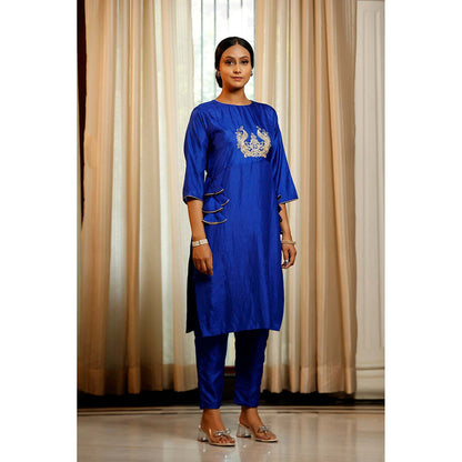 EEDA Blue Embroidered Kurta with Pant