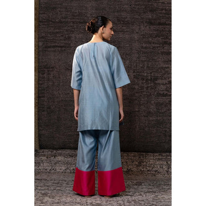 EEDA Blue Flora Kurti with Palazzo
