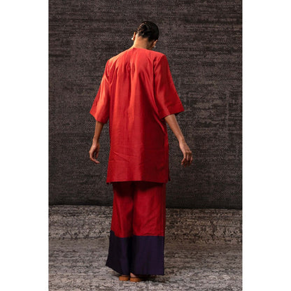 EEDA Red Flora Kurti with Palazzo