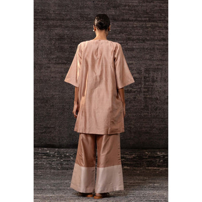 EEDA Beige Flora Kurti with Palazzo