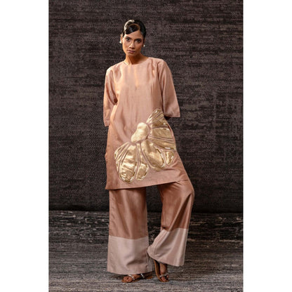 EEDA Beige Flora Kurti with Palazzo