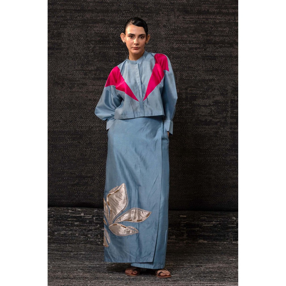 EEDA Blue Shirt with Skirt