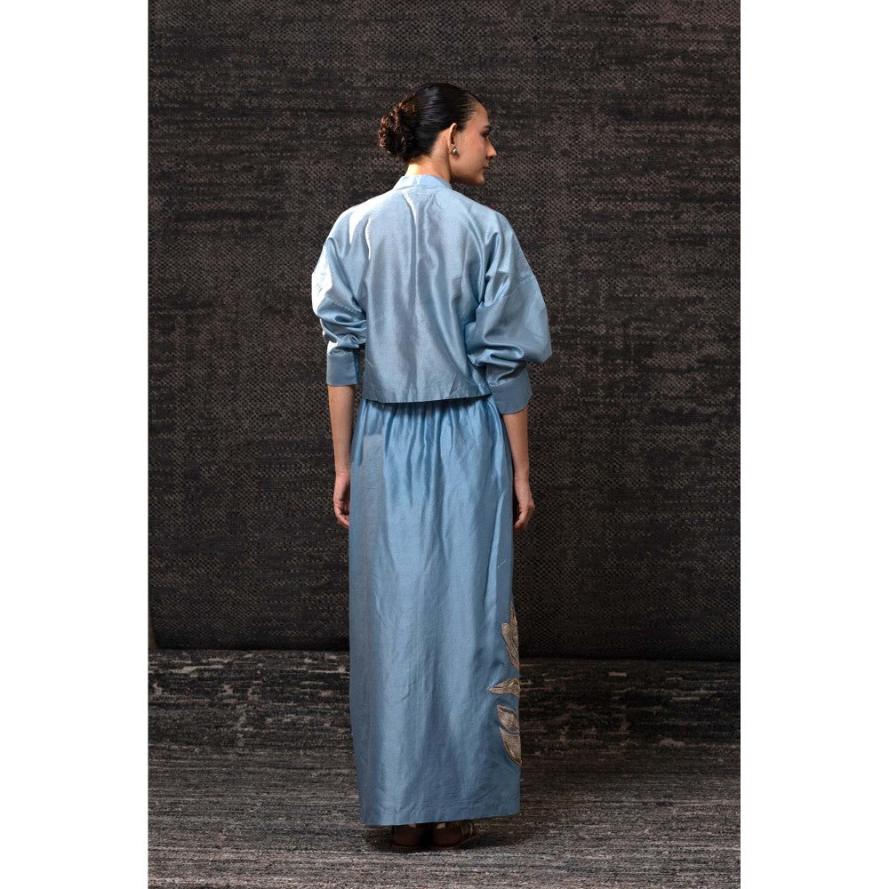 EEDA Blue Shirt with Skirt