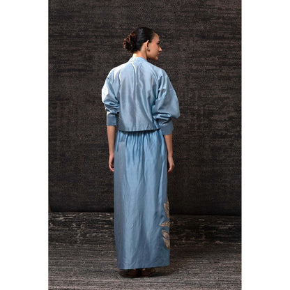 EEDA Blue Shirt with Skirt