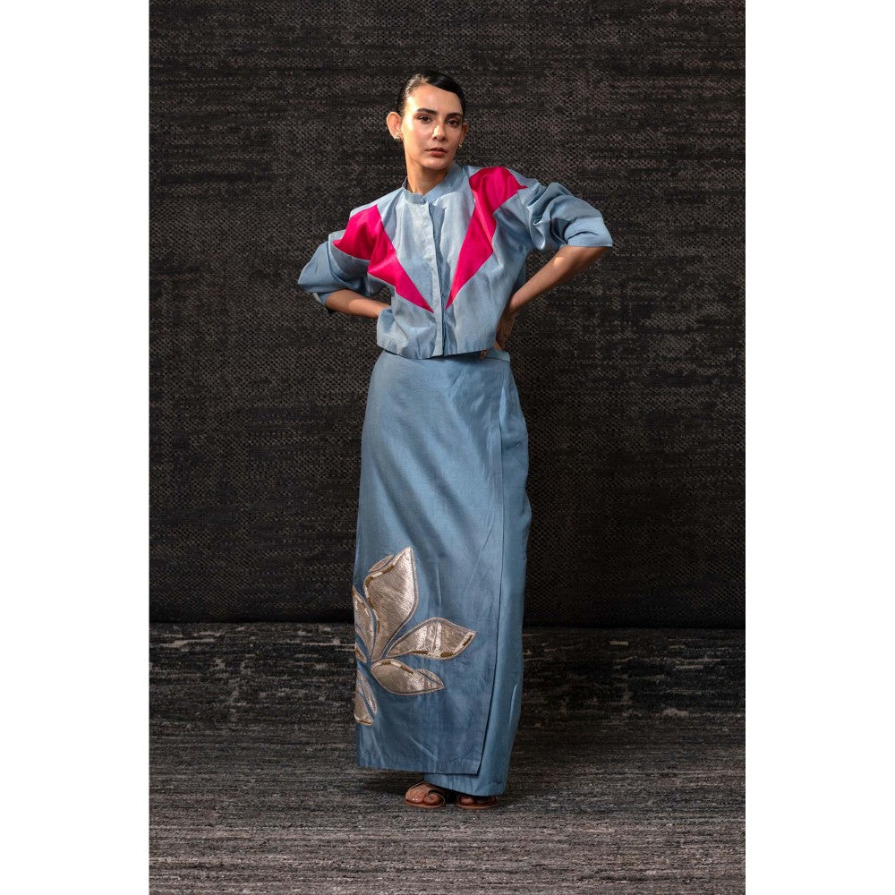 EEDA Blue Shirt with Skirt