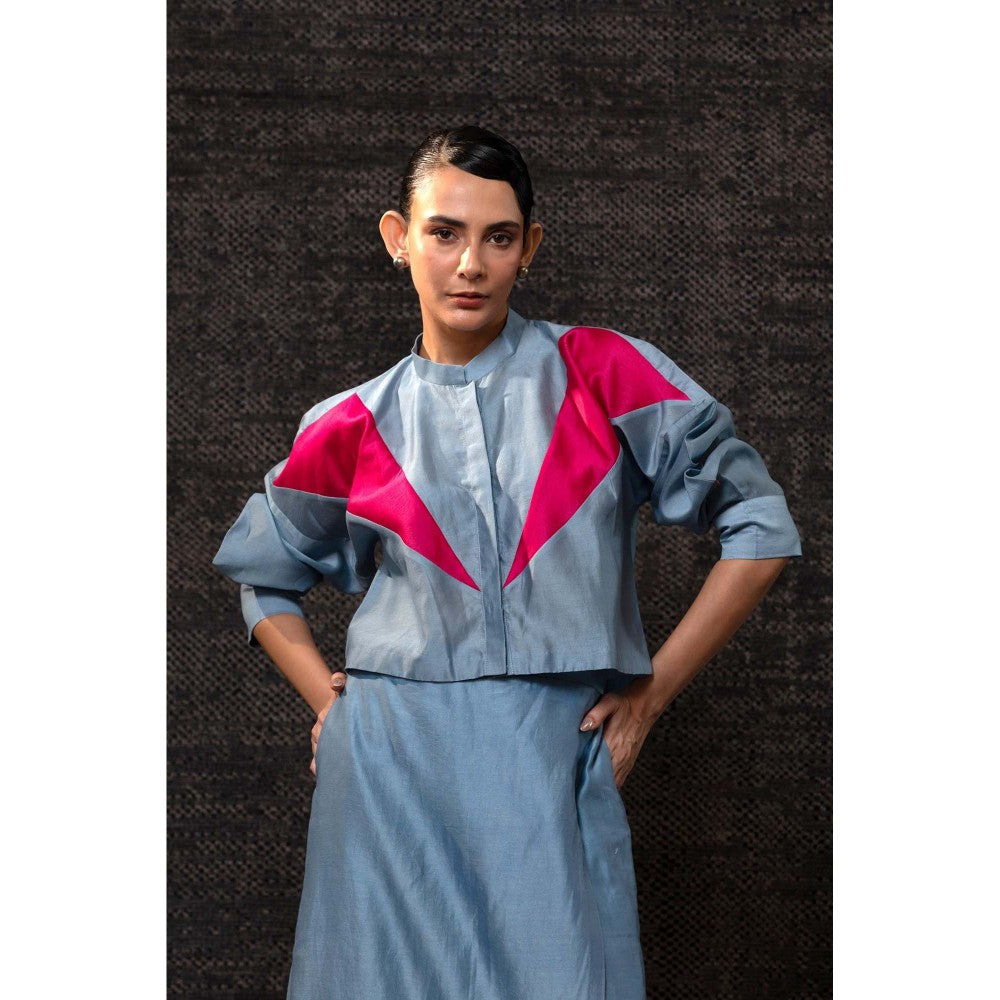 EEDA Blue Shirt with Skirt