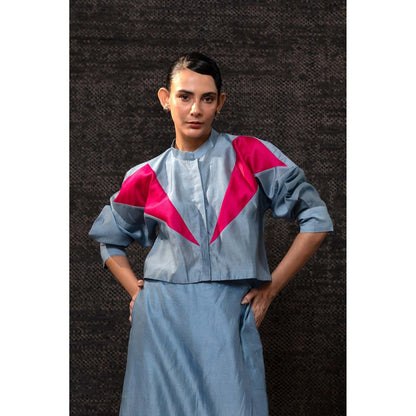 EEDA Blue Shirt with Skirt