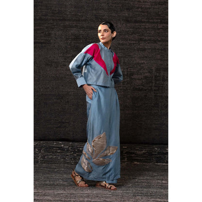 EEDA Blue Shirt with Skirt