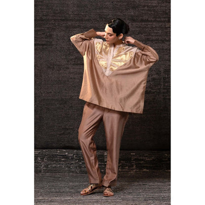 EEDA Brown Gulnar Vinsert Rosewood Co-Ord Set