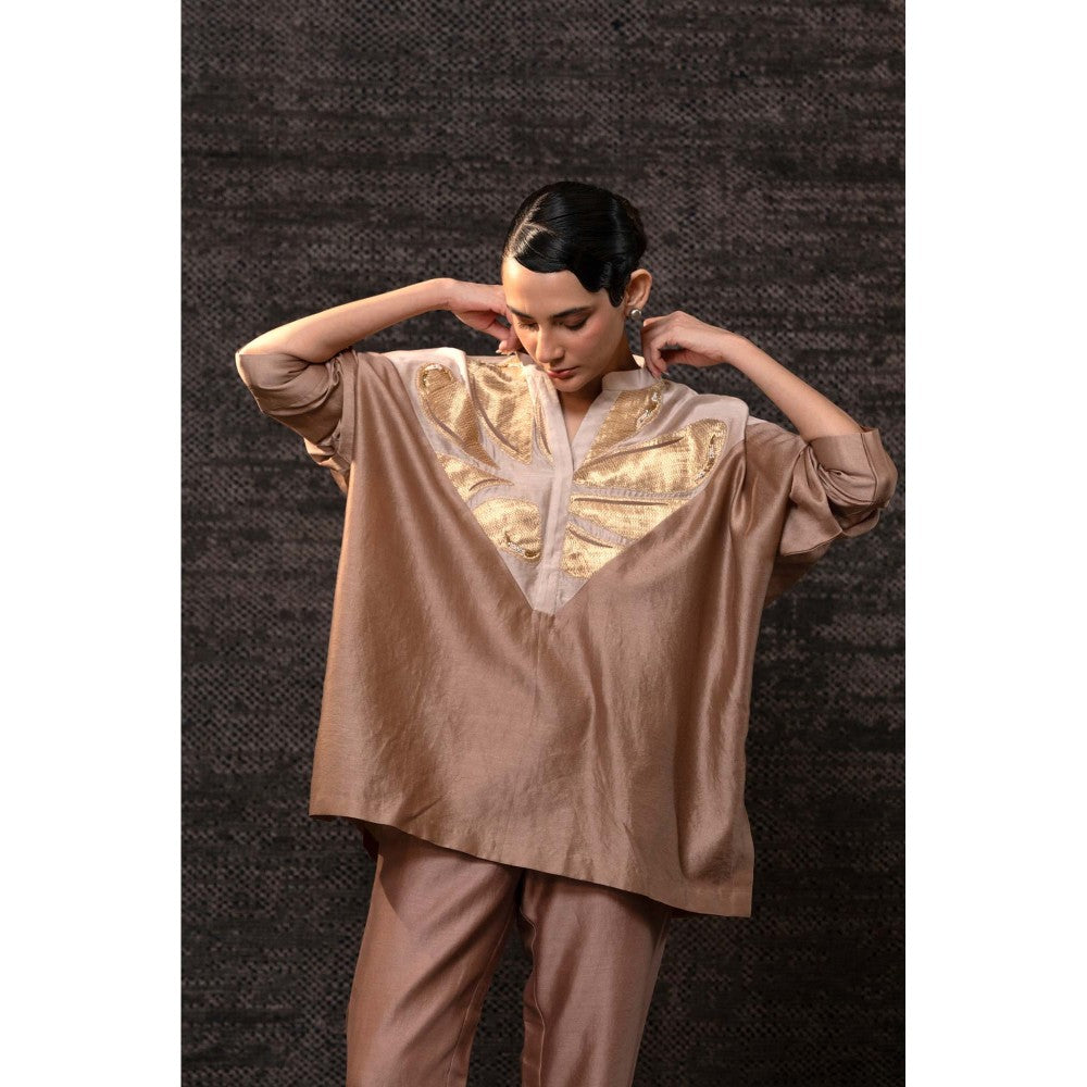 EEDA Brown Gulnar Vinsert Rosewood Co-Ord Set