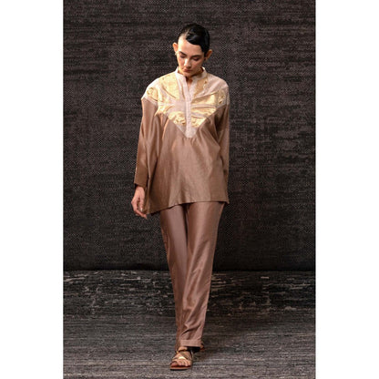 EEDA Brown Gulnar Vinsert Rosewood Co-Ord Set