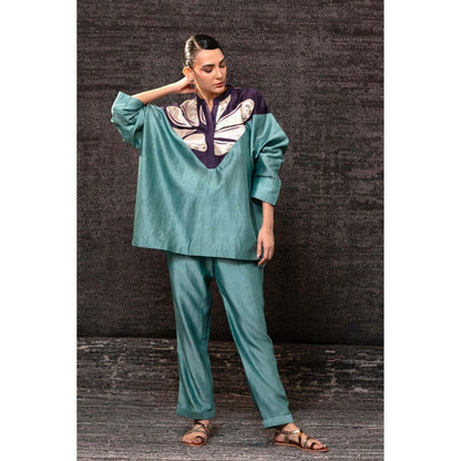 EEDA Aqua Gulnar Vinsert Rosewood Co-Ord Set