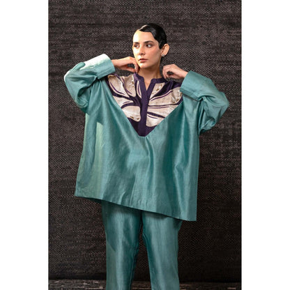 EEDA Aqua Gulnar Vinsert Rosewood Co-Ord Set