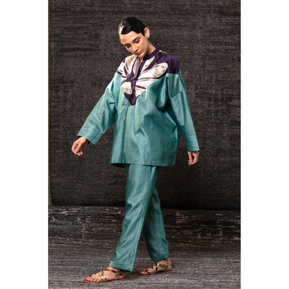 EEDA Aqua Gulnar Vinsert Rosewood Co-Ord Set