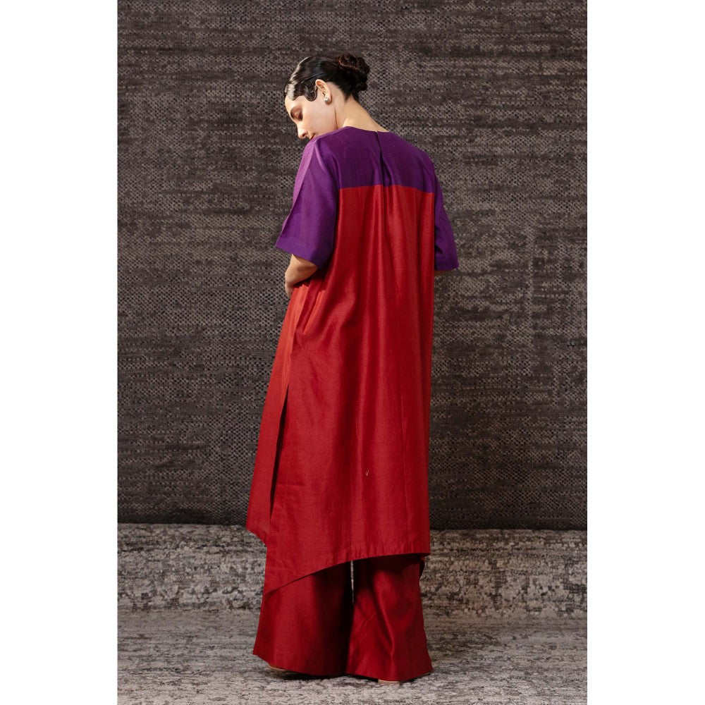 EEDA Red Long Kurta with Palazzo