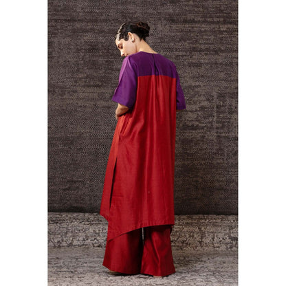 EEDA Red Long Kurta with Palazzo