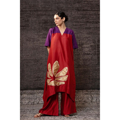 EEDA Red Long Kurta with Palazzo