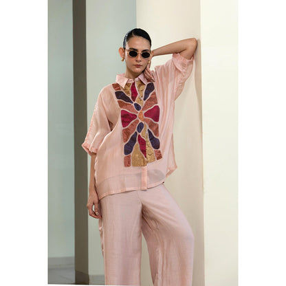 EEDA Leaf Kaftan Shirt - Pink