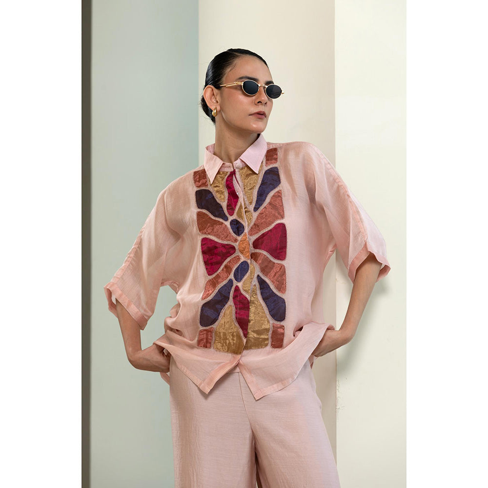 EEDA Chanderi Silk Sequins Shirt With Slip - Purple