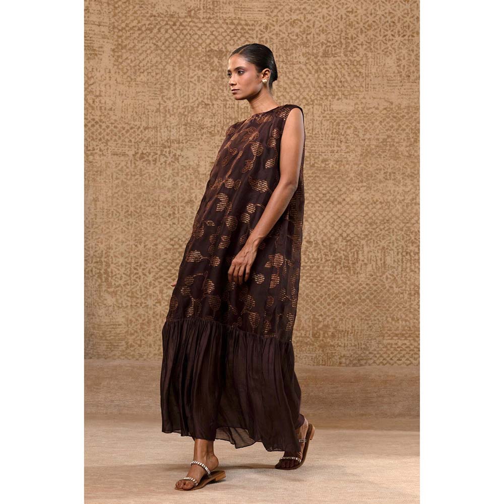 EEDA Taral Brown Organza Applique Dress