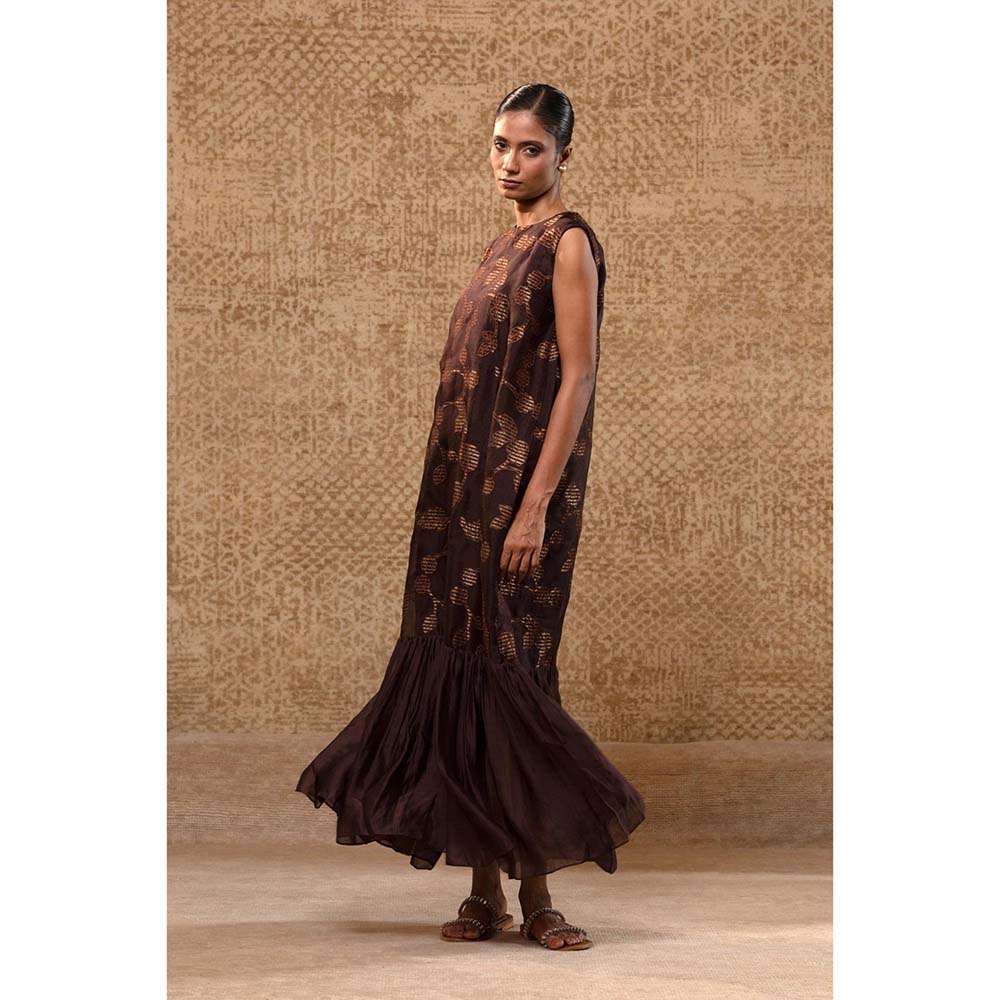 EEDA Taral Brown Organza Applique Dress