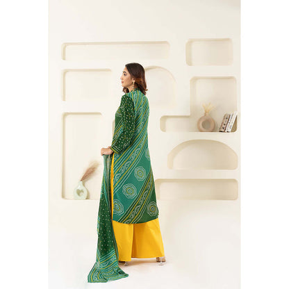 EESHA GUPTA Women Green Printed Kurta with Palazzo and Dupatta (Set of 3)