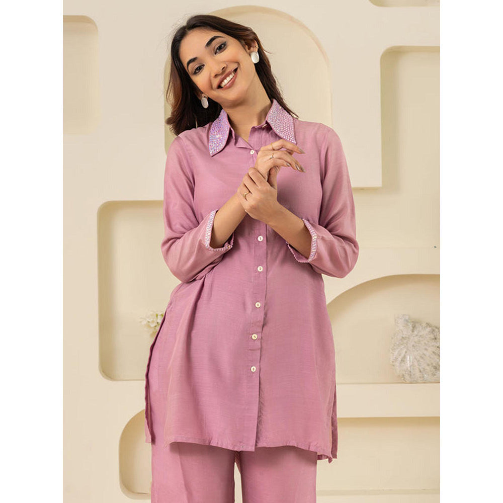 EESHA GUPTA Purple Sequin Cotton Co-Ord (Set of 2)