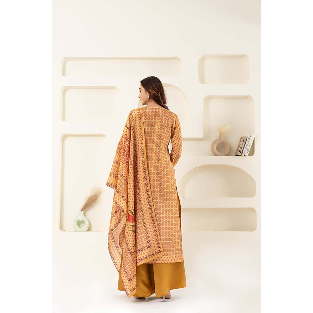 EESHA GUPTA Cream and Pink Tissue Kurta with Palazzo & Dupatta (Set of 3)