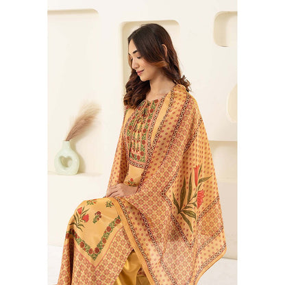 EESHA GUPTA Cream and Pink Tissue Kurta with Palazzo & Dupatta (Set of 3)