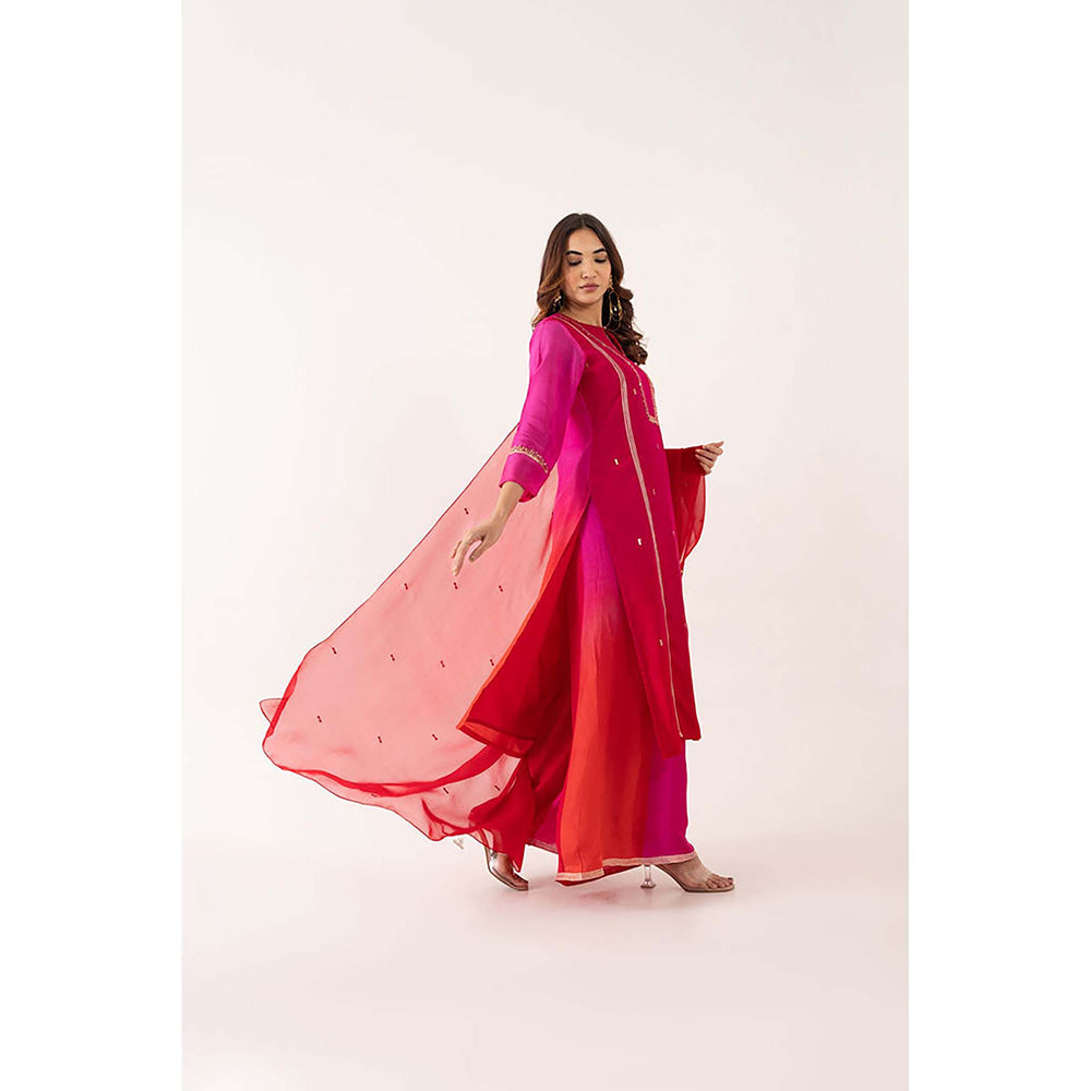 EESHA GUPTA Organza Silk Festive Kurta with Sharara & Dupatta (Set of 3)