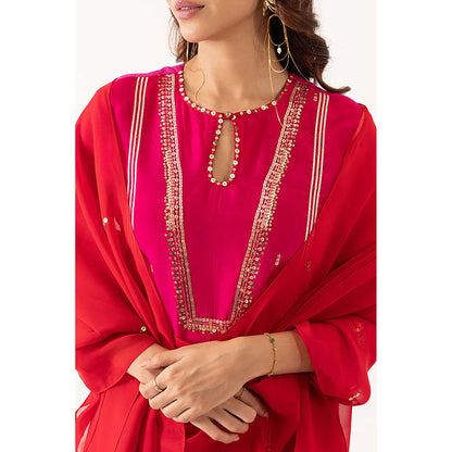 EESHA GUPTA Organza Silk Festive Kurta with Sharara & Dupatta (Set of 3)