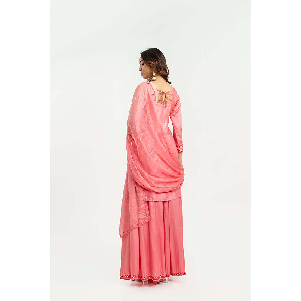 EESHA GUPTA Pink Mirror Kurta with Palazzos & Dupatta (Set of 3)