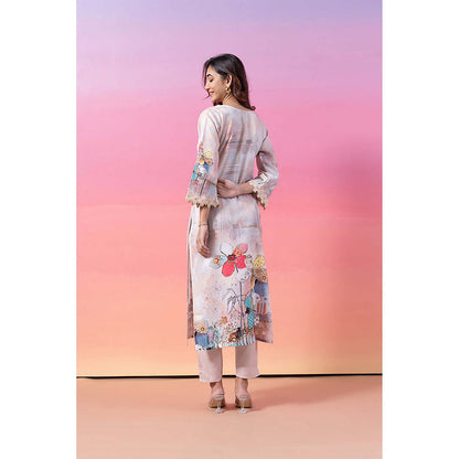 EESHA GUPTA Spring Valley Embroidered Kurta with Pant and Scarf (Set of 3)