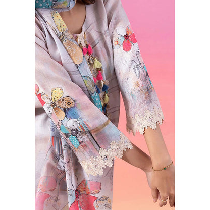 EESHA GUPTA Spring Valley Embroidered Kurta with Pant and Scarf (Set of 3)