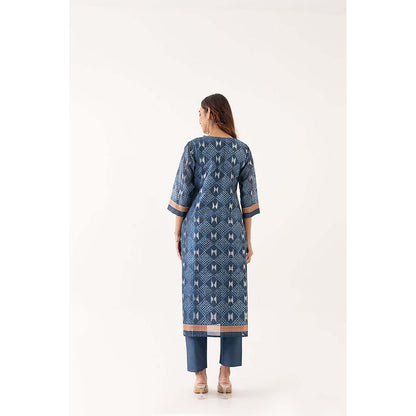 EESHA GUPTA Indigo Embroidered Kurta with Pant & Dupatta (Set of 3)
