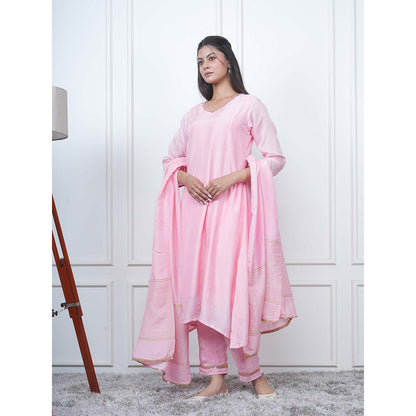 EESHA GUPTA Pink Kali Kurta with Pant and Dupatta (Set of 3)