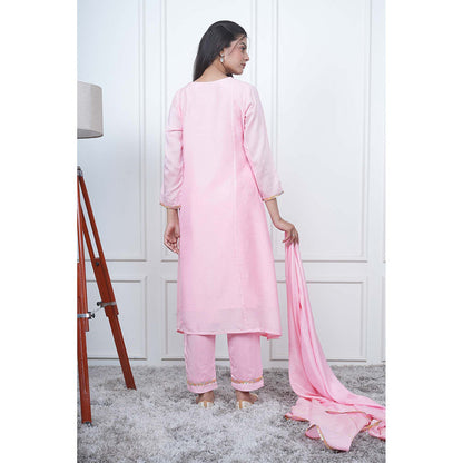 EESHA GUPTA Pink Kali Kurta with Pant and Dupatta (Set of 3)