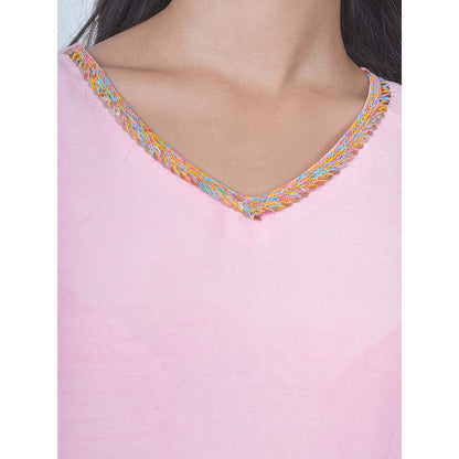 EESHA GUPTA Pink Kali Kurta with Pant and Dupatta (Set of 3)