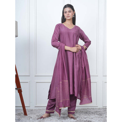 EESHA GUPTA Purple Kali Kurta with Pant and Dupatta (Set of 3)